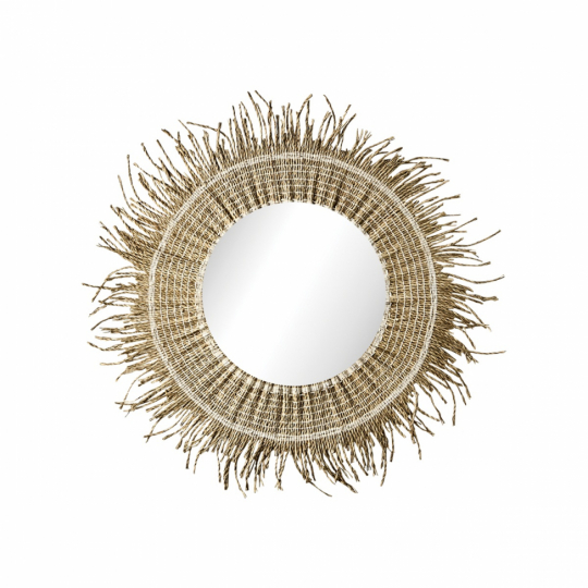 Spejl 'Stina' rund 60cm - Natur