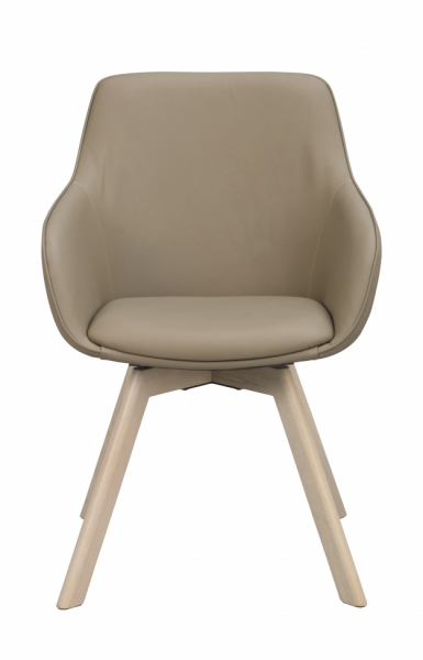 Karmstol 'Alison' Læder - Beige/hvidpigmenteret