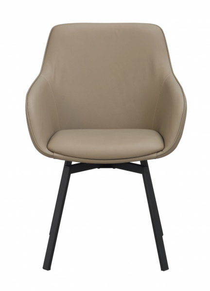 Karmstol 'Alison' Læder - Beige/sort