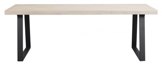 Spisebord 'Brooklyn' 220x95cm - Hvidpigmenteret/Sort U-ben