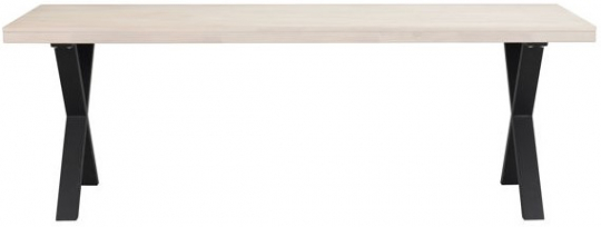 Spisebord 'Brooklyn' 220x95cm - Hvidpigmenteret/Sort X-ben