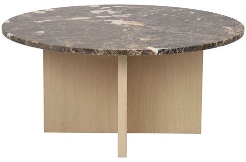 Sofabord 'Brooksville' Rund 90cm - Brun/Hvidpigmenteret