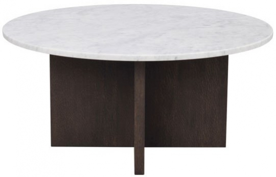 Sofabord 'Brooksville' Rund 90cm - Hvid/Brun