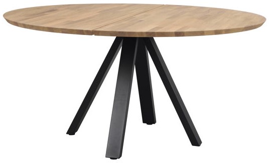 Spisebord 'Carradale' Rund 150cm - Eg/Sort V-ben