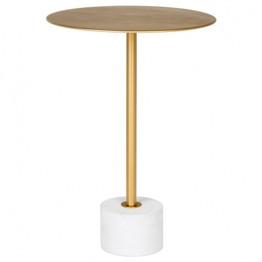 Sofabord 'Lecco' Rund 41cm - Marmor/Messing