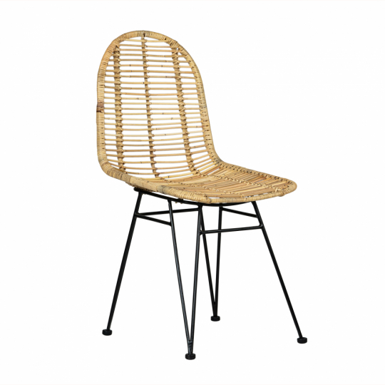 Stol 'Striped rattan' - Natur/Sort