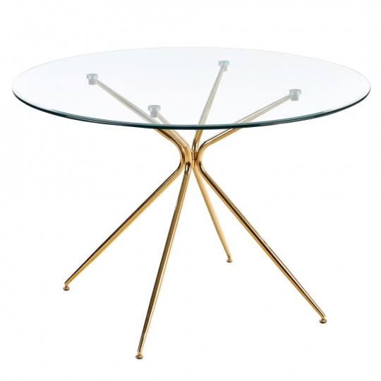 Spisebord 'Rondo' Rund 110cm - Transparent/Guld