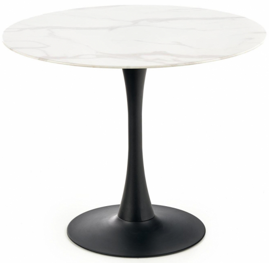 Spisebord 'Ambrosio' Rundt 90cm - Hvid/Sort 