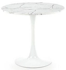 Spisebord 'Lorca' Rundt 80cm - Marmor/Hvid