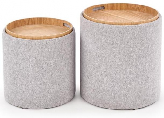 2-pak Sædepuf/Sidebord 'Aviko' - Grå