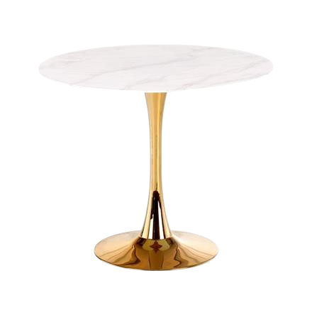 Spisebord 'Navarra' Rundt 90cm - Marmor/Guld