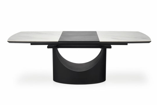 Spisebord 'Osman' 160-220cm - Hvid/sort