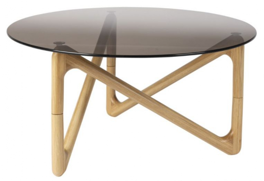 Sofabord 'Naia' Rund 80cm - Natur/Glas