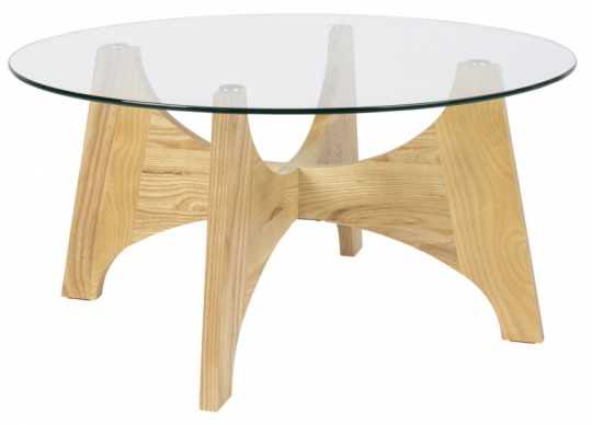 Sofabord 'Kobe' Rund 80cm - Natur/Glas