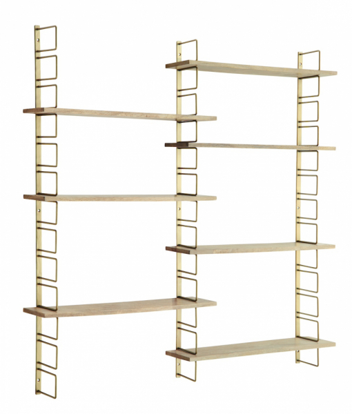 Væghylde 'Wooden shelves' - Messing/natur