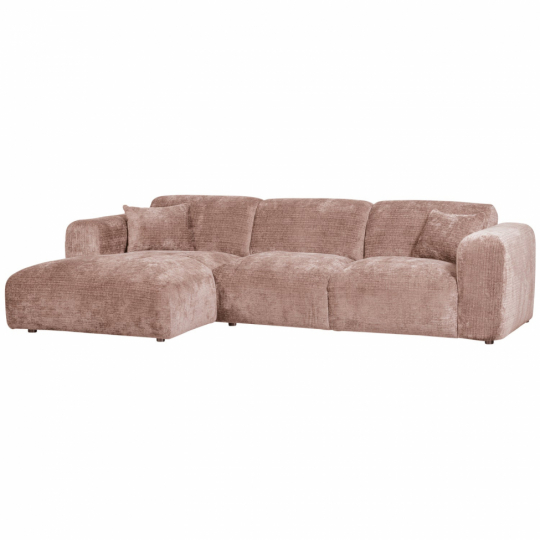 Sofa ‘Cloud’ 3-personers chaiselong venstre - Brungrå/Rosa