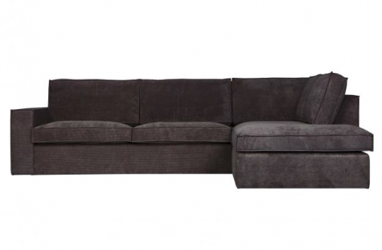 Hjørnesofa 'Thomas' - Ribbet Mørk Grå
