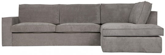 Hjørnesofa 'Thomas' - Ribbet Grå