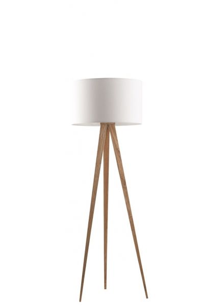 Gulvlampe 'Tripod' - Træ og hvid