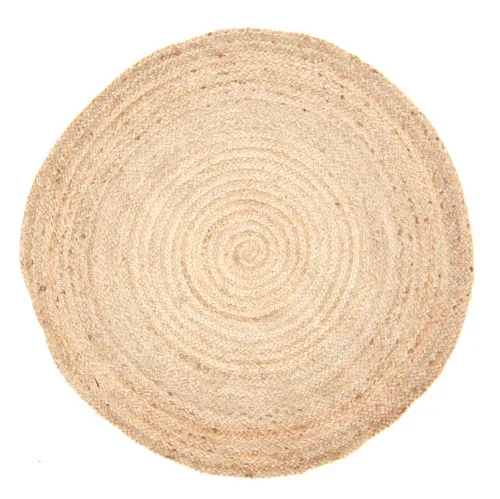 Rundt tæppe 'Flätan' 120cm - Jute