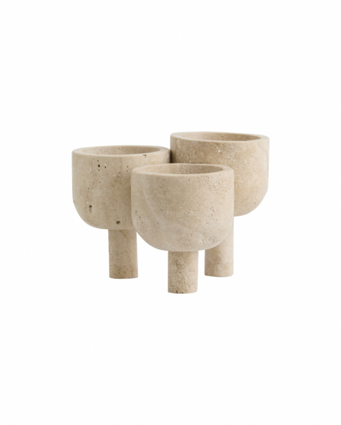3-pak Potte 'Roca' - Travertin