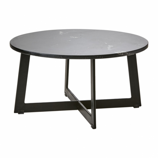 Sofabord 'Milan L' rundt 70cm - Sort/marmor