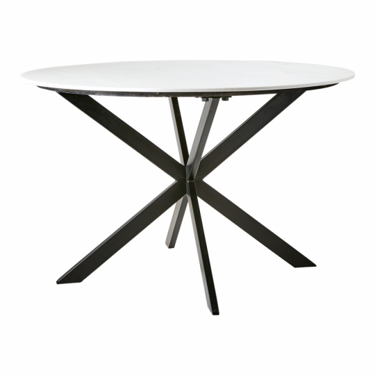 Spisebord 'Milan' rundt 120cm - Hvid/sort