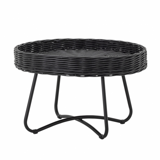 Sofabord 'Hattie' 60cm Rundt - Sort/Rattan