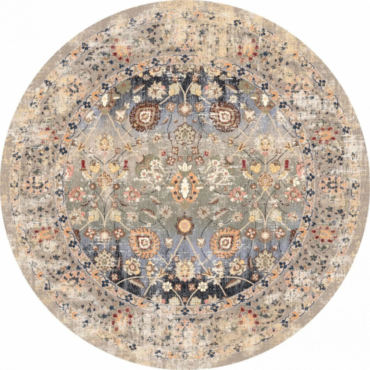 Rund tæppe 'Bouhjar' 200cm - Beige/Multi