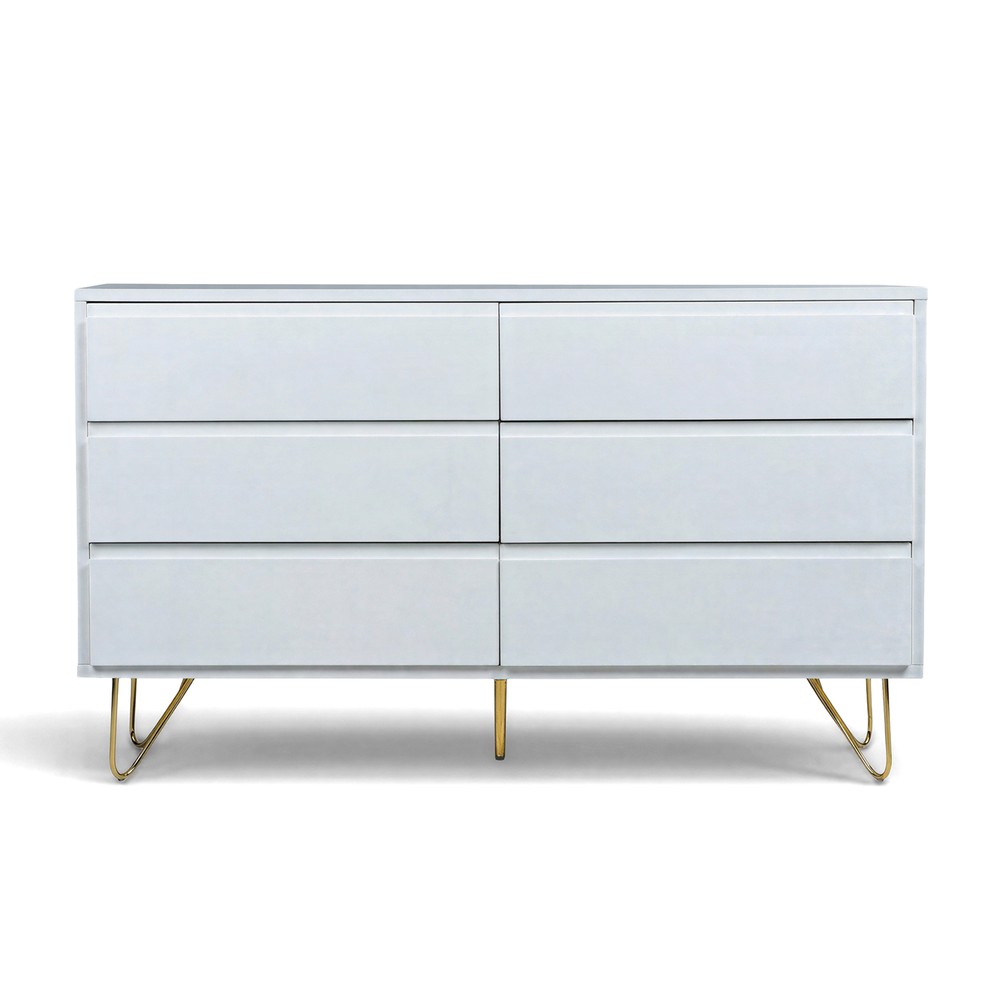 Kommode 'Elle' 120x70 - Hvid/Messing