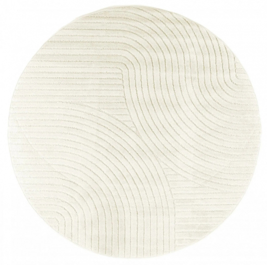 Rundt tæppe 'Devon' - Creme