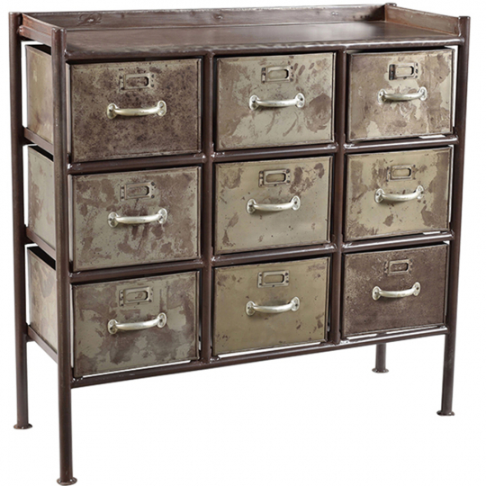 Skab med 9 skuffer 'Saga' - Vintage/Patina
