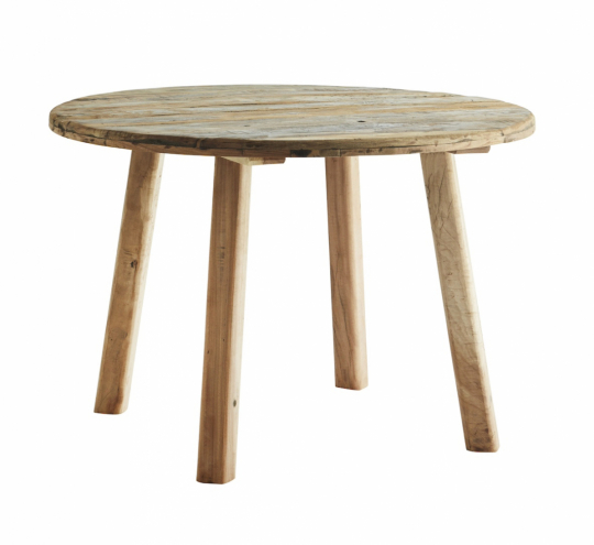 Spisebord 'Recycled' Rundt 110cm - Natur/genbrugs træ