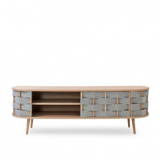 TV-bænk 'Felt' 160cm - Natur/Grå