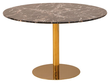 Matbord 'Marbleous' Rundt 120cm - Messing/Sort