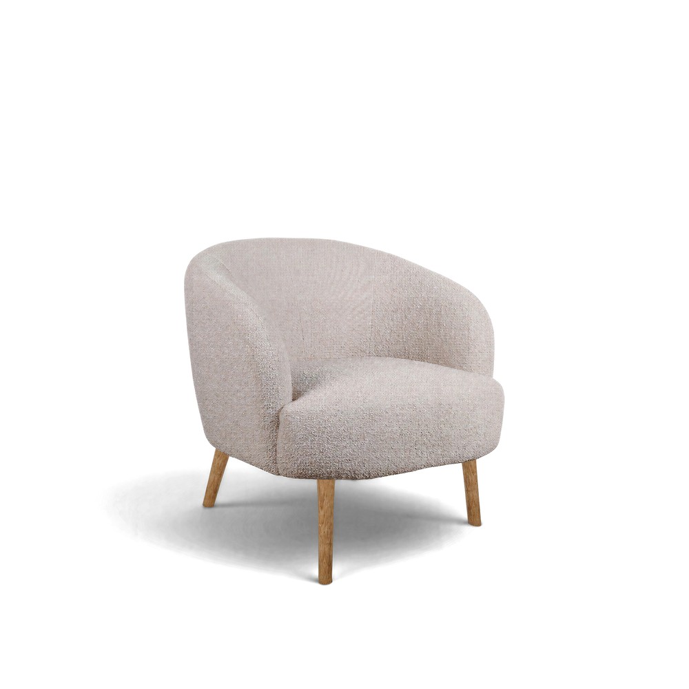 L&aelig;nestol 'Capri' med tr&aelig;ben - Beige/Boucl&eacute;