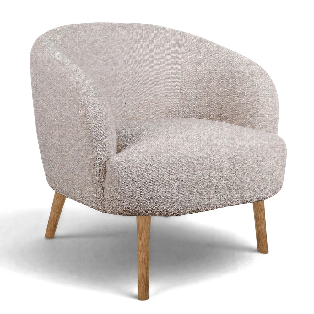 L&aelig;nestol 'Capri' med tr&aelig;ben - Beige/Boucl&eacute;