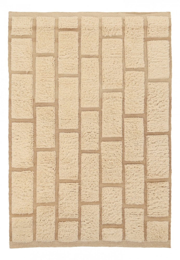 Rya Tæppe 'Leknes Handwoven Wool' - Beige