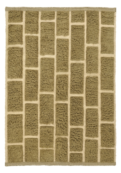 Rya Tæppe 'Leknes Håndvævet Uld' - Grøn