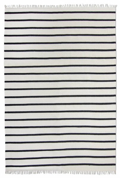 Bomulds tæppe 'Helle' 80x300cm - Hvid/Svart