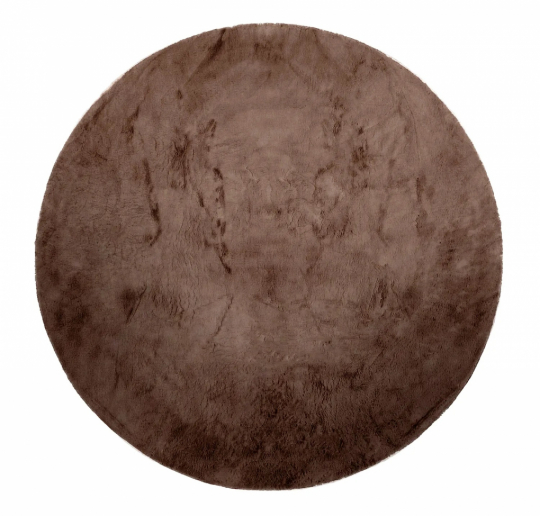 Rund tæppe 'Aranga Super Soft' 120cm - Mørkebrun