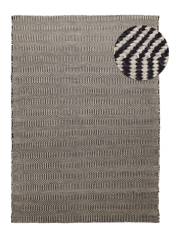 Uldtæppe 'Larkana' - Beige/sort