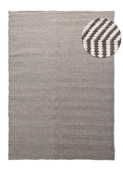 Uldtæppe 'Larkana' - Brun/hvid