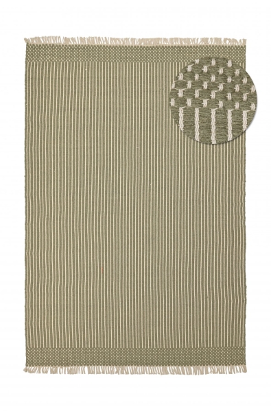 Uldtæppe 'Arbil' - Grøn/hvid