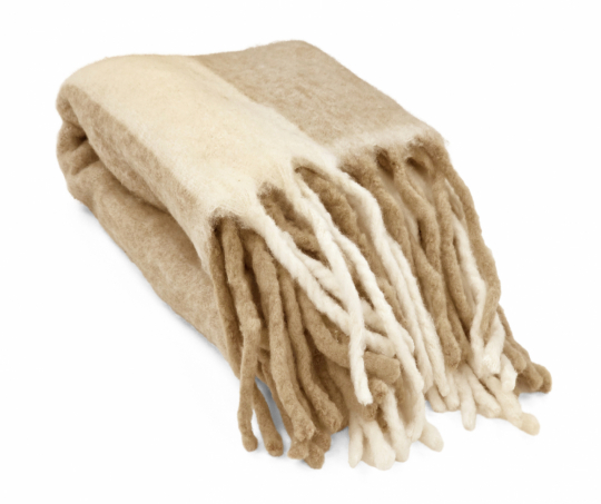 Ternet 'Beatriz Stripe' 130x170cm - Beige/hvid