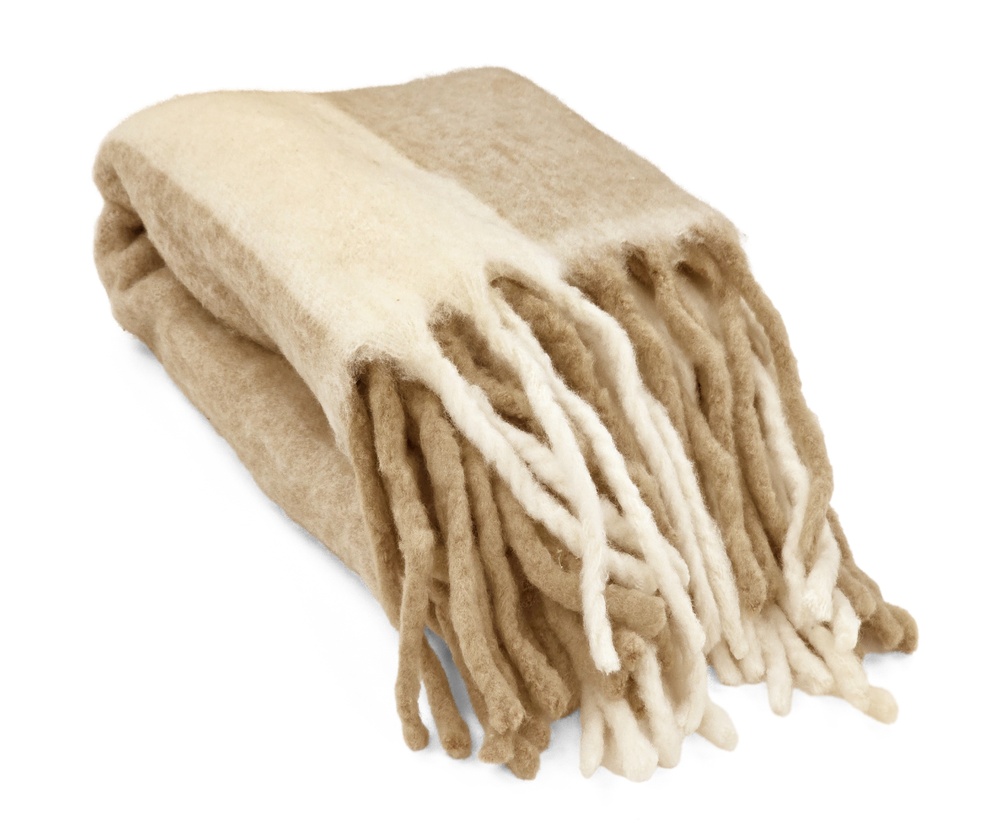 Ternet 'Beatriz Stripe' 130x170cm - Beige/hvid