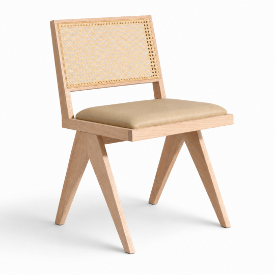 Stol 'Jean' - Hvidpigmenteret eg/Beige