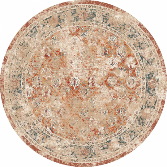 Rund måtte 'Douz' 200cm - Rød/Multi