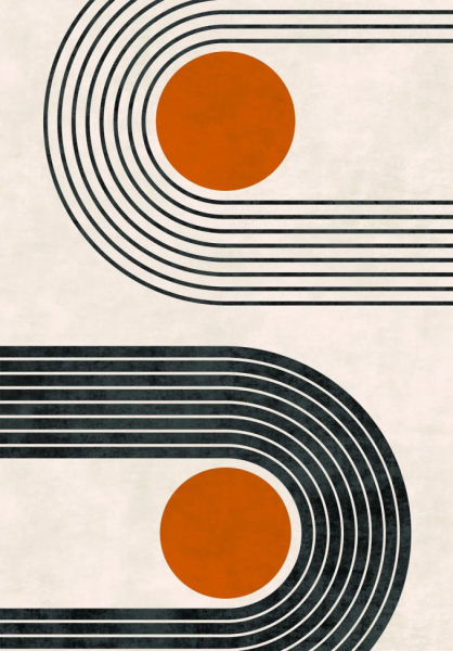 Wiltonmåtte 'Moudania' 290x390cm - Beige/Svart/Orange