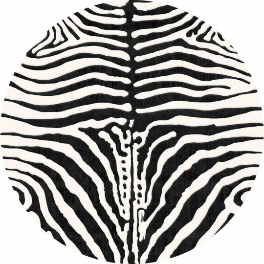Rund tæppe 'Zebra' 240cm - Sort/Hvid